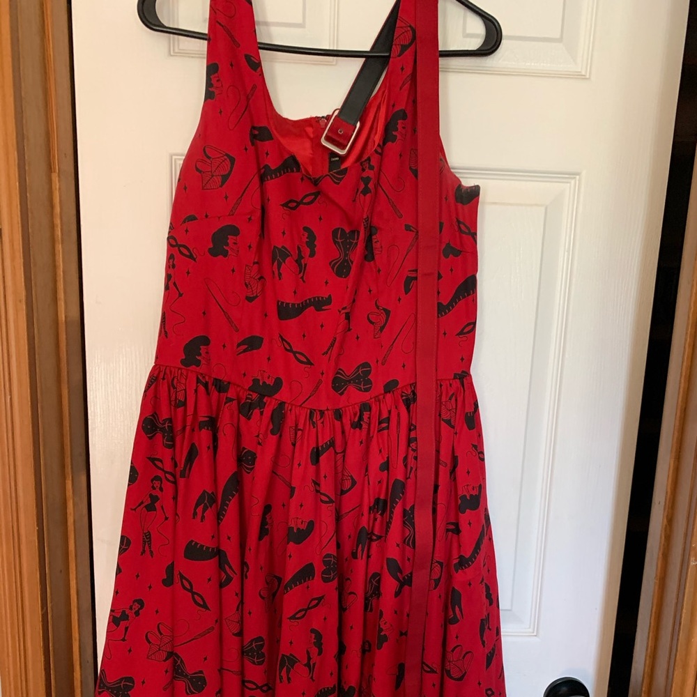 Red Printed Sleeveless Fit & Flare Dress